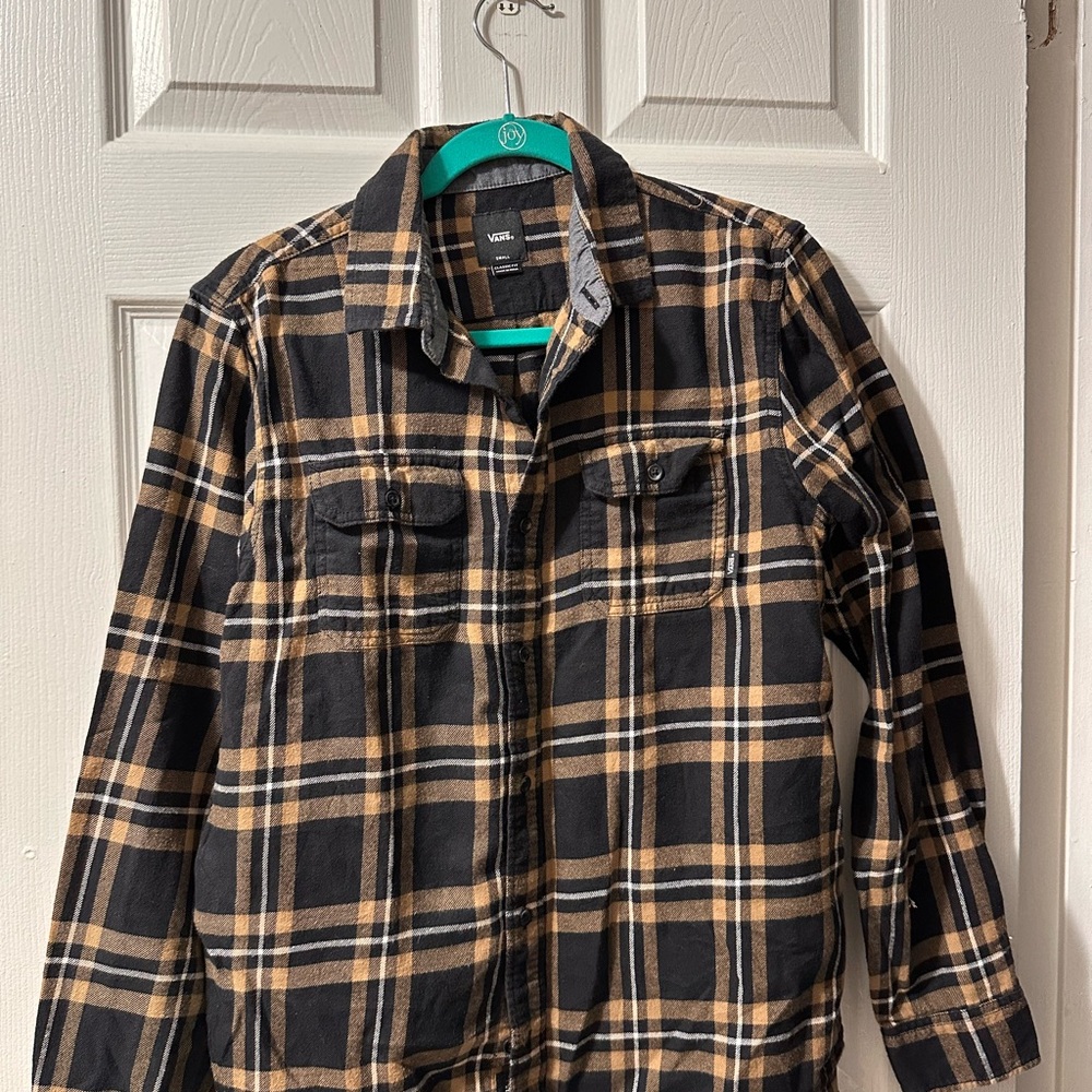 Vans Men's Plaid Shirt Jacket in Black and Tan